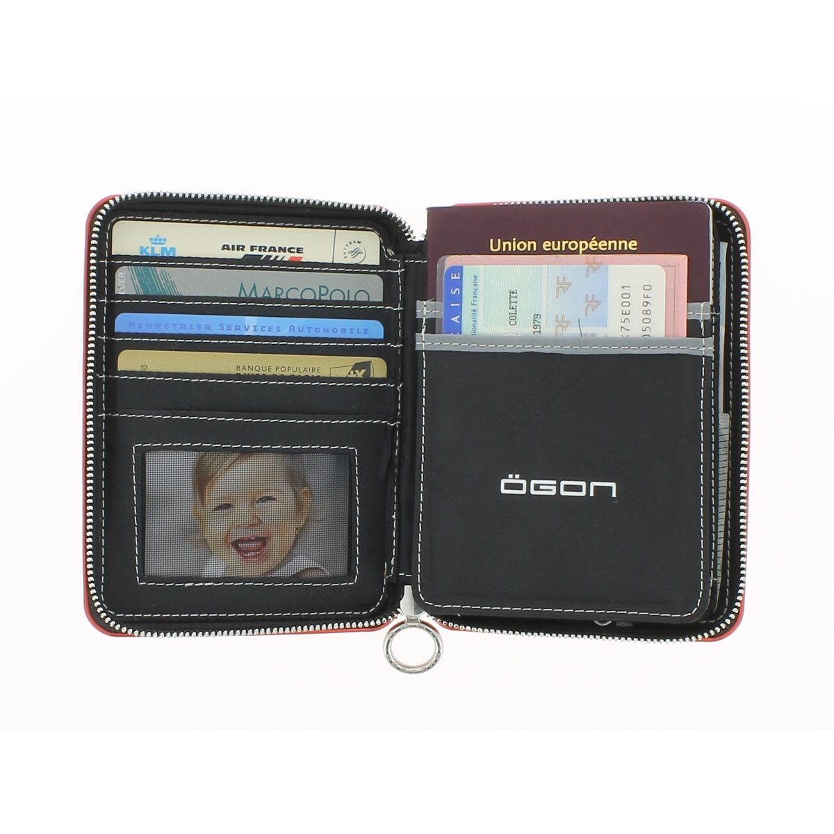 OGON Aluminum Wallet Quilted Passport - Black